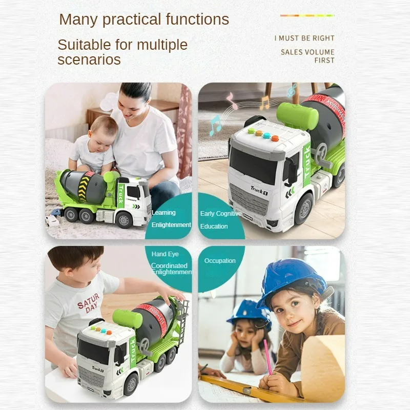 Simulation Inertial Engineering Truck Cement Mixing Discharge Acousto-optic Concrete Set Toy Car Toys for Kids