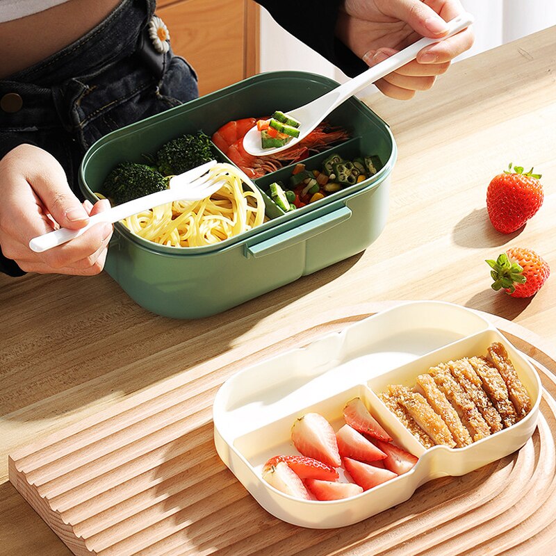 Single Double Layer Lunch Box Portable Compartment Fruit Food Box Microwave Lunch Box With Fork And Spoon Picnic Fresh Single Double Layer Lunch Box Portable Compartment Fruit Food Box Microwave Lunch Box With Fork And Spoon Picnic Fresh