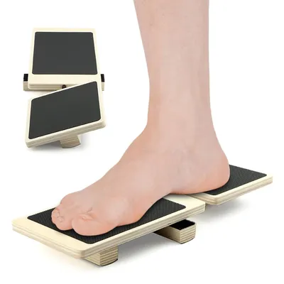Single Foot Balance Board Ankle Strengthener Exerciser Sprained Non-slip Wood Wobble Board Physical Therapy Posture