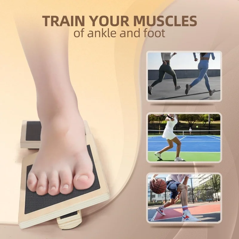 Single Foot Balance Board Ankle Strengthener Exerciser Sprained Non-slip Wood Wobble Board Physical Therapy Posture