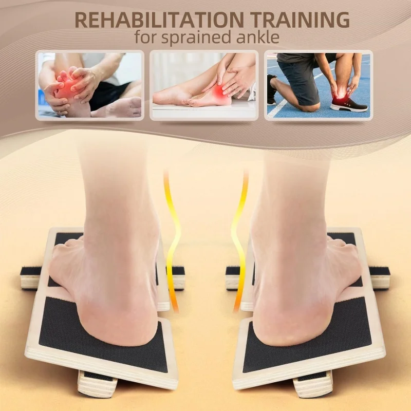 Single Foot Balance Board Ankle Strengthener Exerciser Sprained Non-slip Wood Wobble Board Physical Therapy Posture