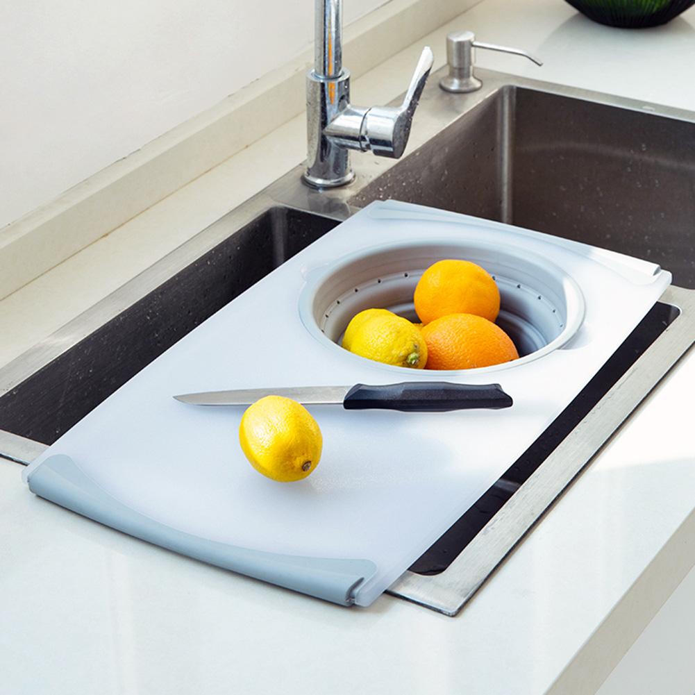 Sink Cutting Board with Strainer
