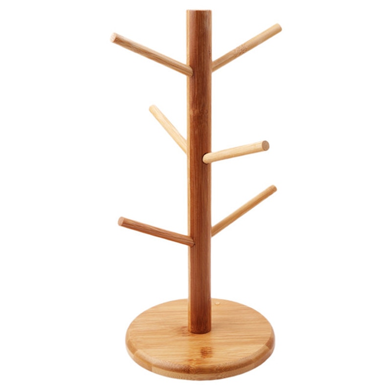 Six Branch Wooden Mug Tree Six Branch Wooden Mug Tree