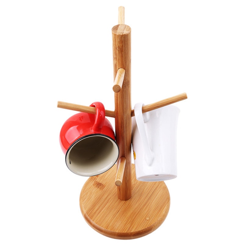 Six Branch Wooden Mug Tree Six Branch Wooden Mug Tree