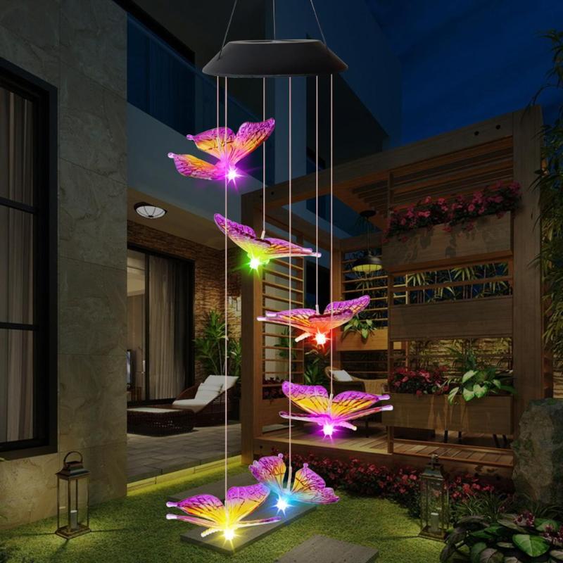 Six LED Solar Powered Wind Chimes Six LED Solar Powered Wind Chimes