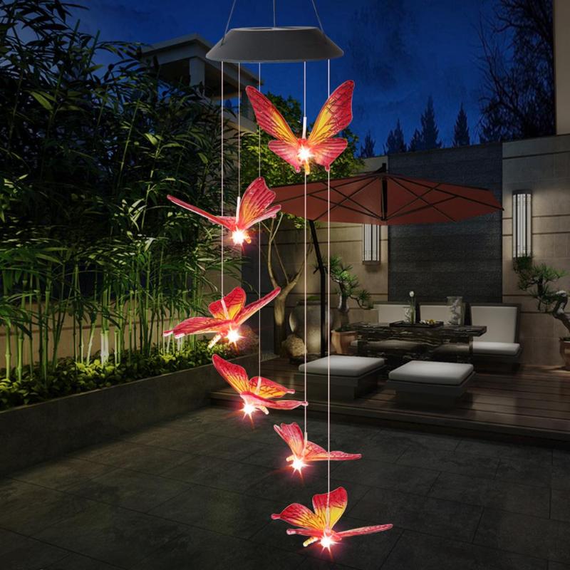Six LED Solar Powered Wind Chimes Six LED Solar Powered Wind Chimes