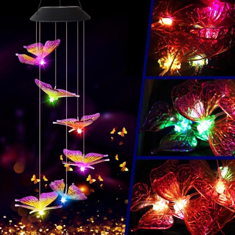 Six LED Solar Powered Wind Chimes Six LED Solar Powered Wind Chimes