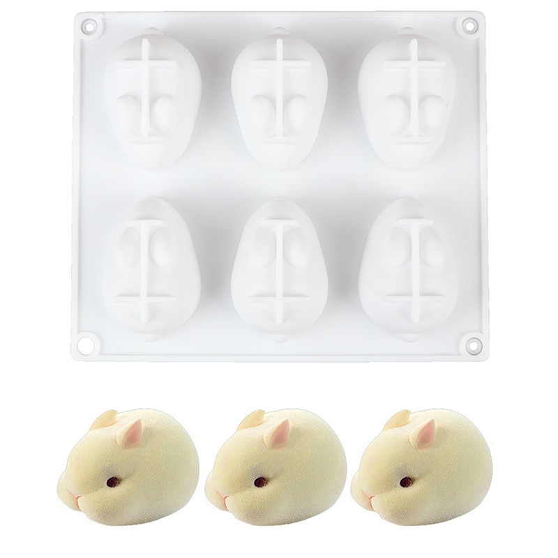 Six Slot 3D Bunny Silicone Mold Six Slot 3D Bunny Silicone Mold
