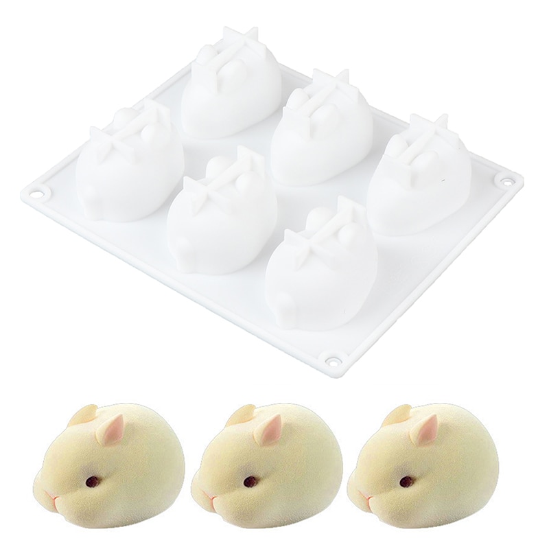 Six Slot 3D Bunny Silicone Mold Six Slot 3D Bunny Silicone Mold