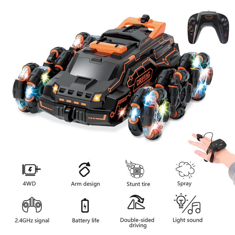 Six Wheel Spray RC Stunt Car 4WD Swing Arm Drift Vehicle Gesture Induction Deformation Remote Control Car with Light Six Wheel Spray RC Stunt Car 4WD Swing Arm Drift Vehicle Gesture Induction Deformation Remote Control Car with Light