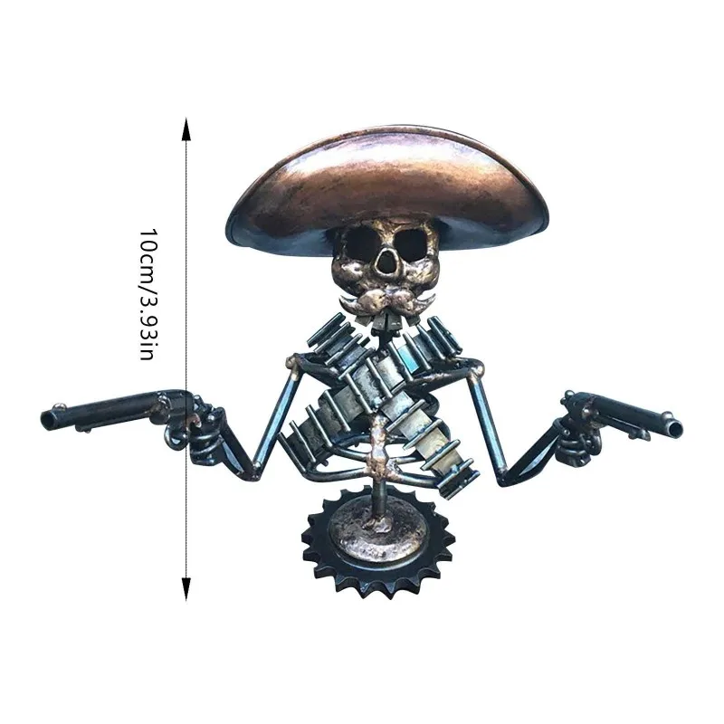Skeleton Automotive Emblems Cowboy Skull Gunslinger Hood Ornament Resin Sculpture Vintage Vehicle Exterior Accessories