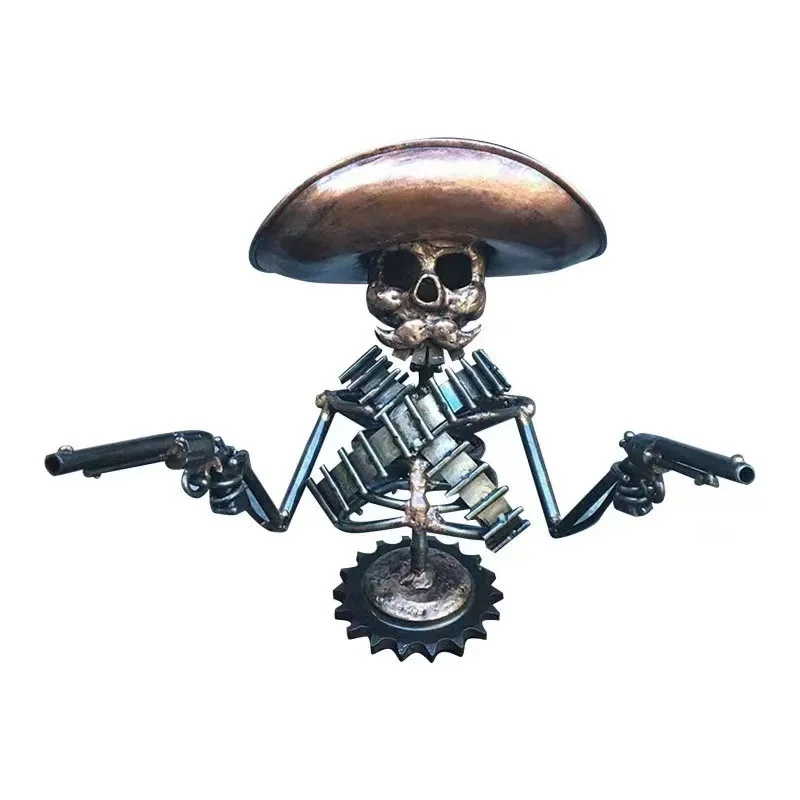 Skeleton Automotive Emblems Cowboy Skull Gunslinger Hood Ornament Resin Sculpture Vintage Vehicle Exterior Accessories