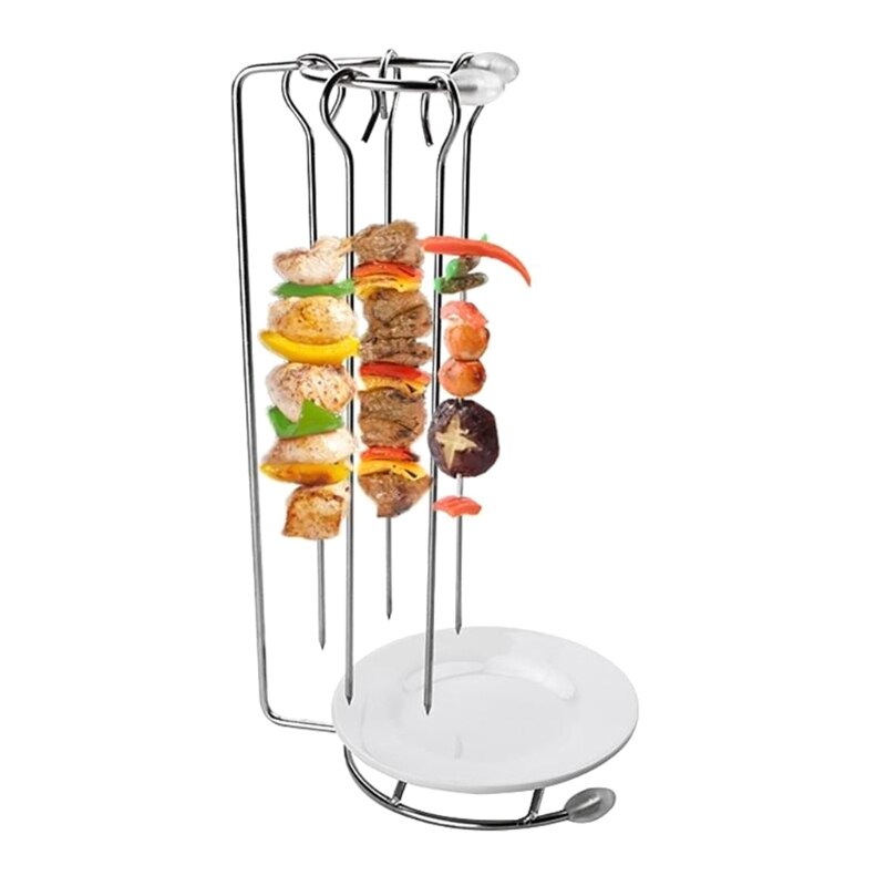Skewer Stand with Dripping Plate with Metal Skewers Skewer Stand with Dripping Plate with Metal Skewers
