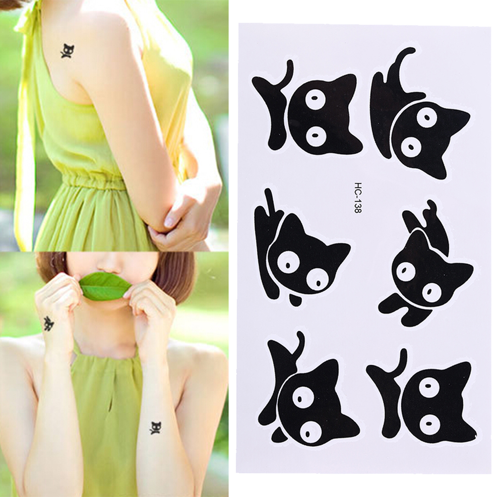 Skin Friendly Black Cat Temporary Tattoos Skin Friendly Black Cat Temporary Tattoos