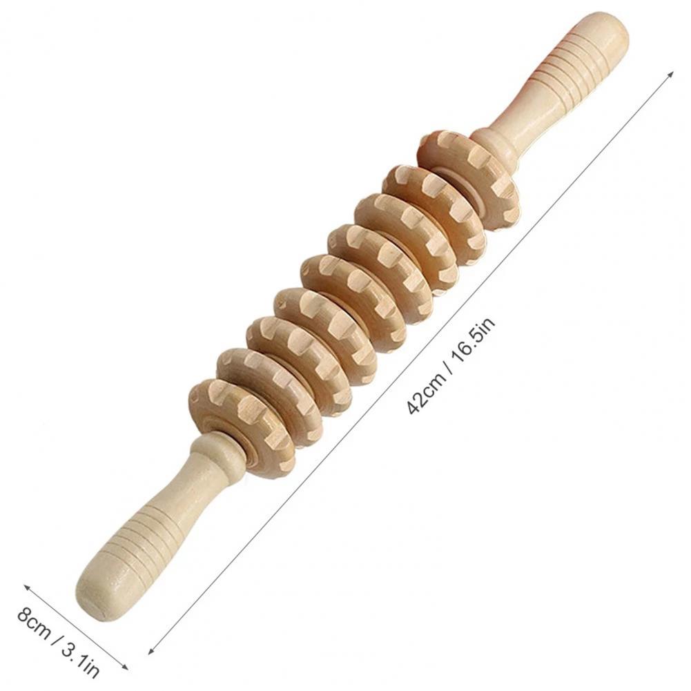 Skin Friendly Fascia Massager Stick Masage Anti-slip Handle Wood Grooved Gear Multifunctional Smooth Roller Massager Skin Friendly Fascia Massager Stick Masage Anti-slip Handle Wood Grooved Gear Multifunctional Smooth Roller Massager