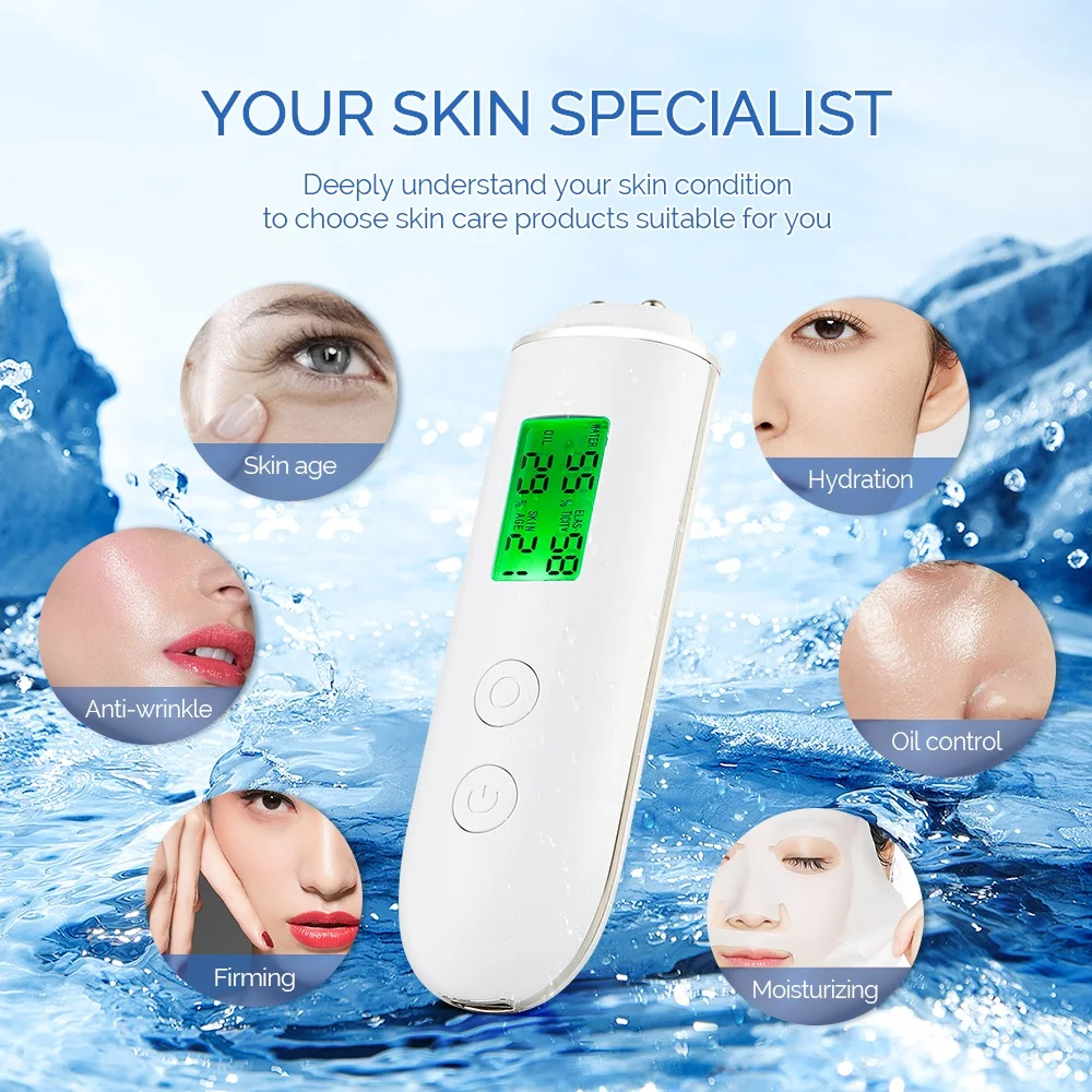Skin Tester Face Skin Moisture Oil Content Skin Analyzer Skin Water Cheek Elastic Skin Age Test Meter Fluorescent Agent Skin Tester Face Skin Moisture Oil Content Skin Analyzer Skin Water Cheek Elastic Skin Age Test Meter Fluorescent Agent