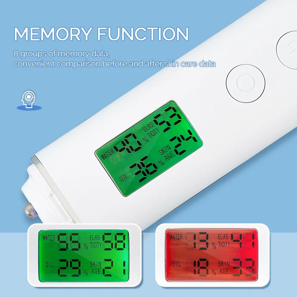 Skin Tester Face Skin Moisture Oil Content Skin Analyzer Skin Water Cheek Elastic Skin Age Test Meter Fluorescent Agent Skin Tester Face Skin Moisture Oil Content Skin Analyzer Skin Water Cheek Elastic Skin Age Test Meter Fluorescent Agent