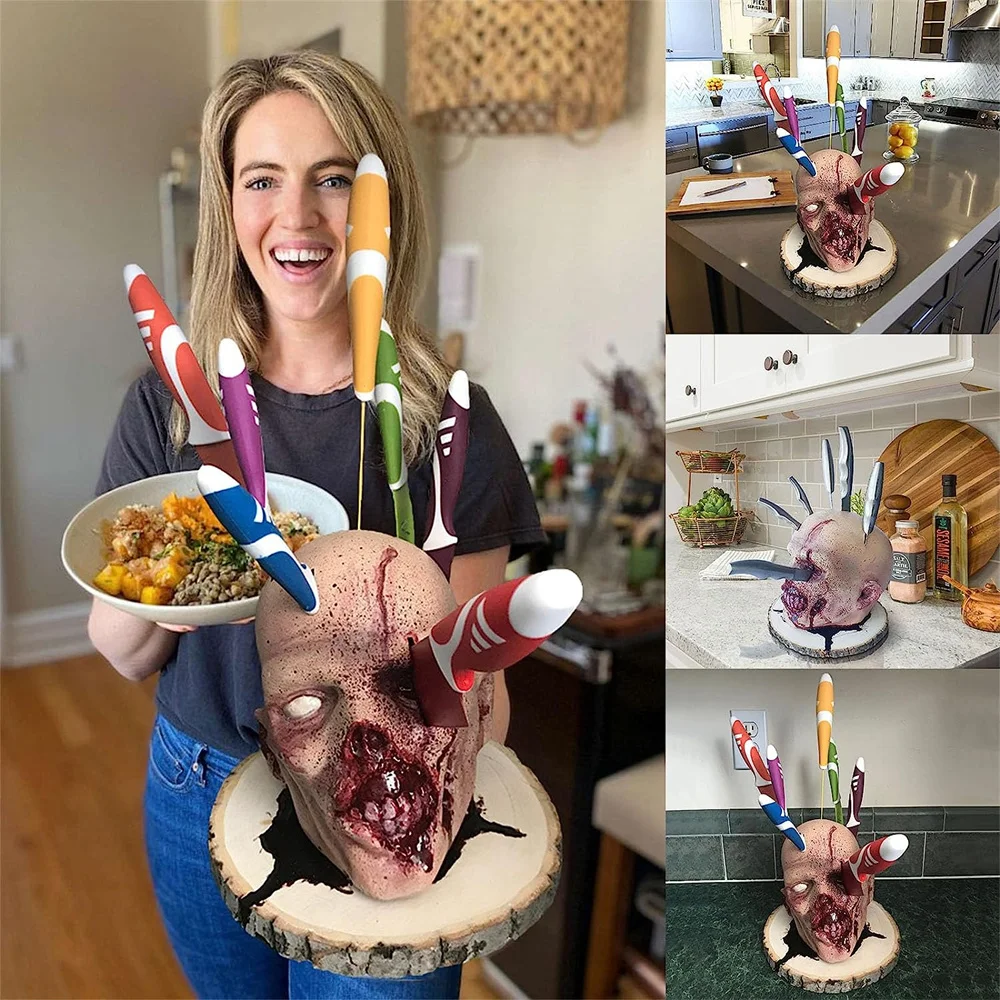 Skull Kitchen Storage Head Holder Kitchen Fruit Knife Storage Rack Ornament Party Fruit Storage Rack Halloween Ornament Skull Kitchen Storage Head Holder Kitchen Fruit Knife Storage Rack Ornament Party Fruit Storage Rack Halloween Ornament