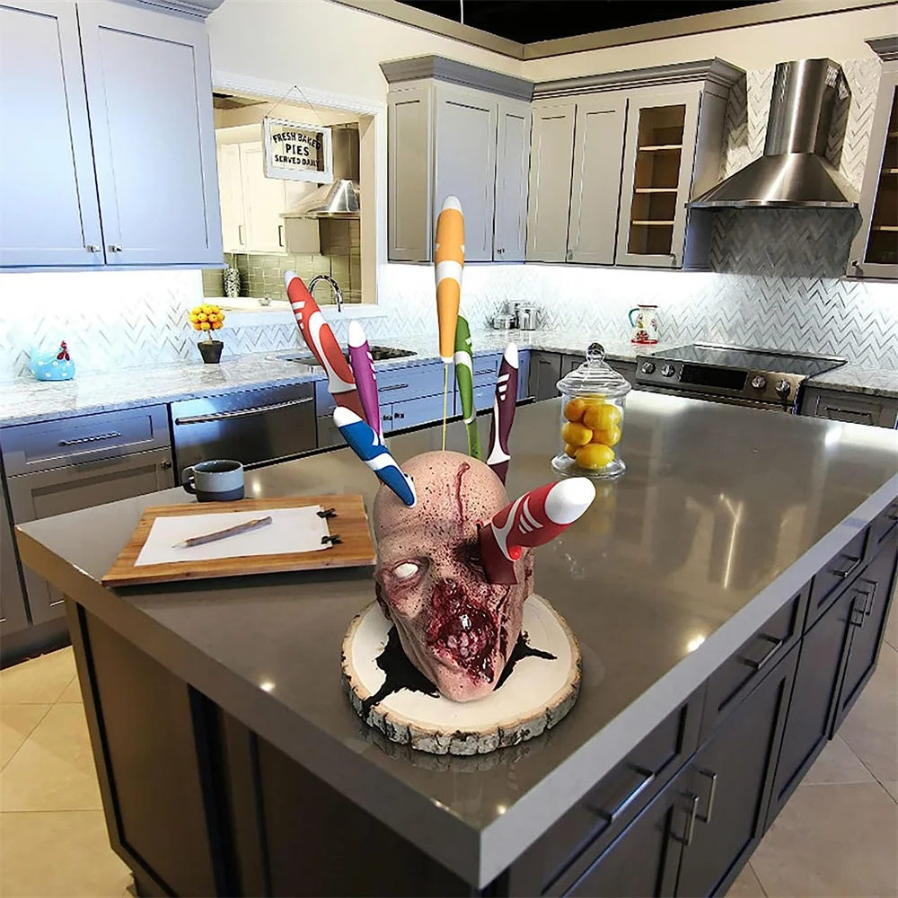 Skull Kitchen Storage Head Holder Kitchen Fruit Knife Storage Rack Ornament Party Fruit Storage Rack Halloween Ornament Skull Kitchen Storage Head Holder Kitchen Fruit Knife Storage Rack Ornament Party Fruit Storage Rack Halloween Ornament