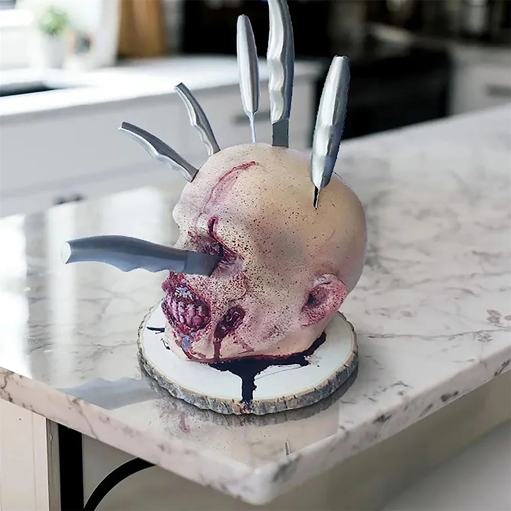 Skull Kitchen Storage Head Holder Kitchen Fruit Knife Storage Rack Ornament Party Fruit Storage Rack Halloween Ornament Skull Kitchen Storage Head Holder Kitchen Fruit Knife Storage Rack Ornament Party Fruit Storage Rack Halloween Ornament