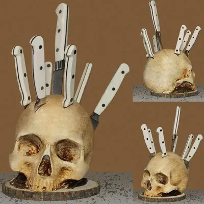 Skull Knife Holder for Kitchen, Skeleton Knife Stand, Horror Kitchen Storage Head Rack Kitchen Fruit Storage Rack Skull Knife Holder for Kitchen, Skeleton Knife Stand, Horror Kitchen Storage Head Rack Kitchen Fruit Storage Rack
