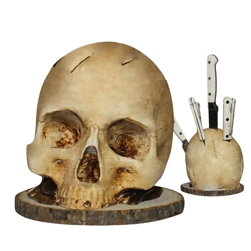 Skull Knife Holder for Kitchen, Skeleton Knife Stand, Horror Kitchen Storage Head Rack Kitchen Fruit Storage Rack Skull Knife Holder for Kitchen, Skeleton Knife Stand, Horror Kitchen Storage Head Rack Kitchen Fruit Storage Rack