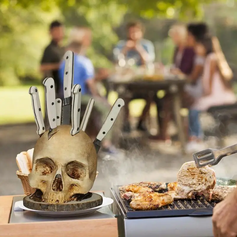 Skull Knife Holder for Kitchen, Skeleton Knife Stand, Horror Kitchen Storage Head Rack Kitchen Fruit Storage Rack Skull Knife Holder for Kitchen, Skeleton Knife Stand, Horror Kitchen Storage Head Rack Kitchen Fruit Storage Rack