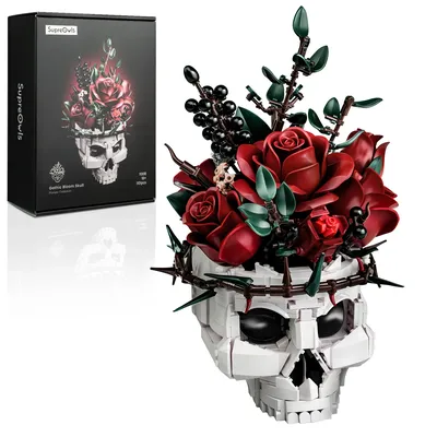 Skull Roses Bouquet Building Set Skeleton Flowers Plant Pot Blocks Horror Gothic Home Decor Bricks Toys for Adult Skull Roses Bouquet Building Set Skeleton Flowers Plant Pot Blocks Horror Gothic Home Decor Bricks Toys for Adult