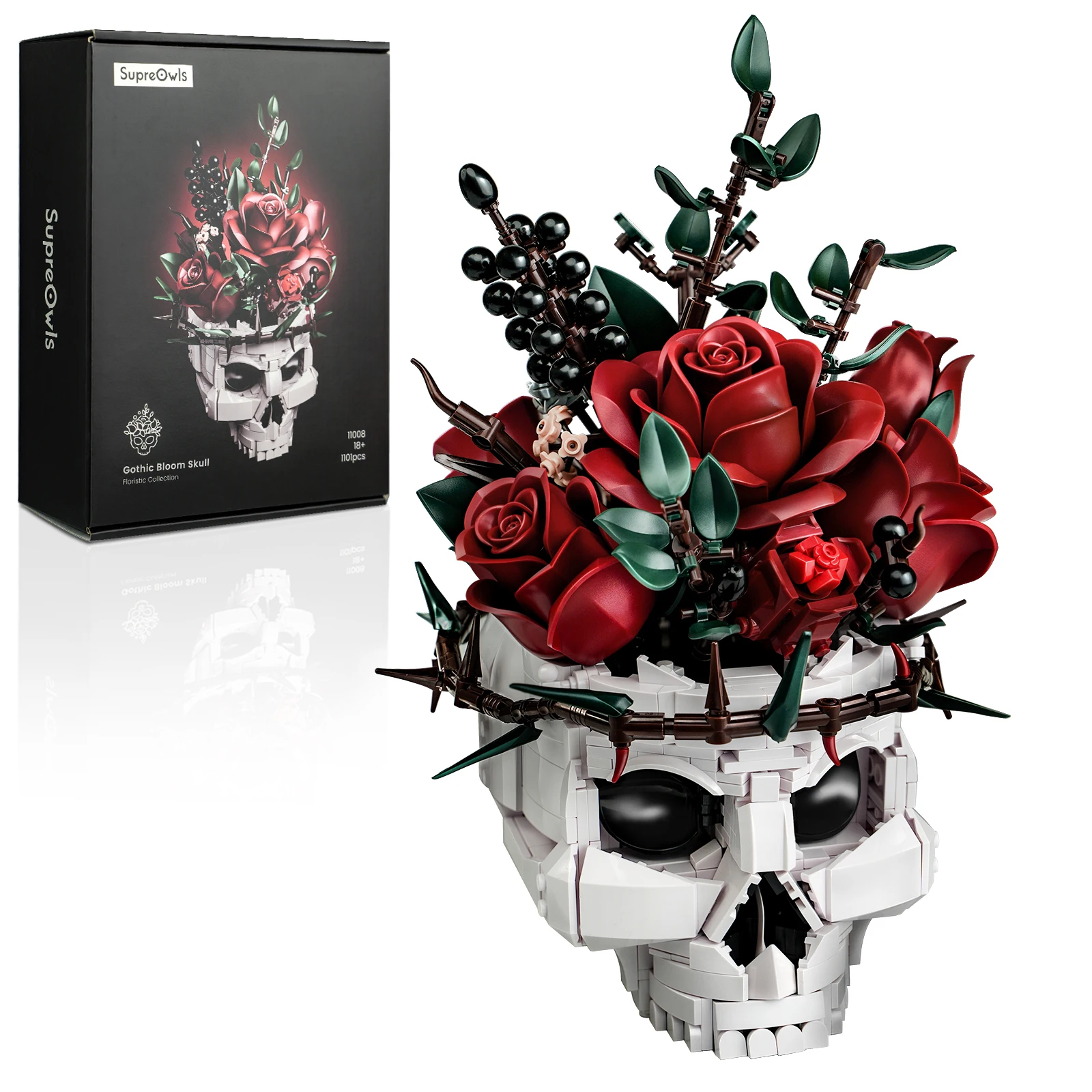 Skull Roses Bouquet Building Set Skeleton Flowers Plant Pot Blocks Horror Gothic Home Decor Bricks Toys for Adult Skull Roses Bouquet Building Set Skeleton Flowers Plant Pot Blocks Horror Gothic Home Decor Bricks Toys for Adult