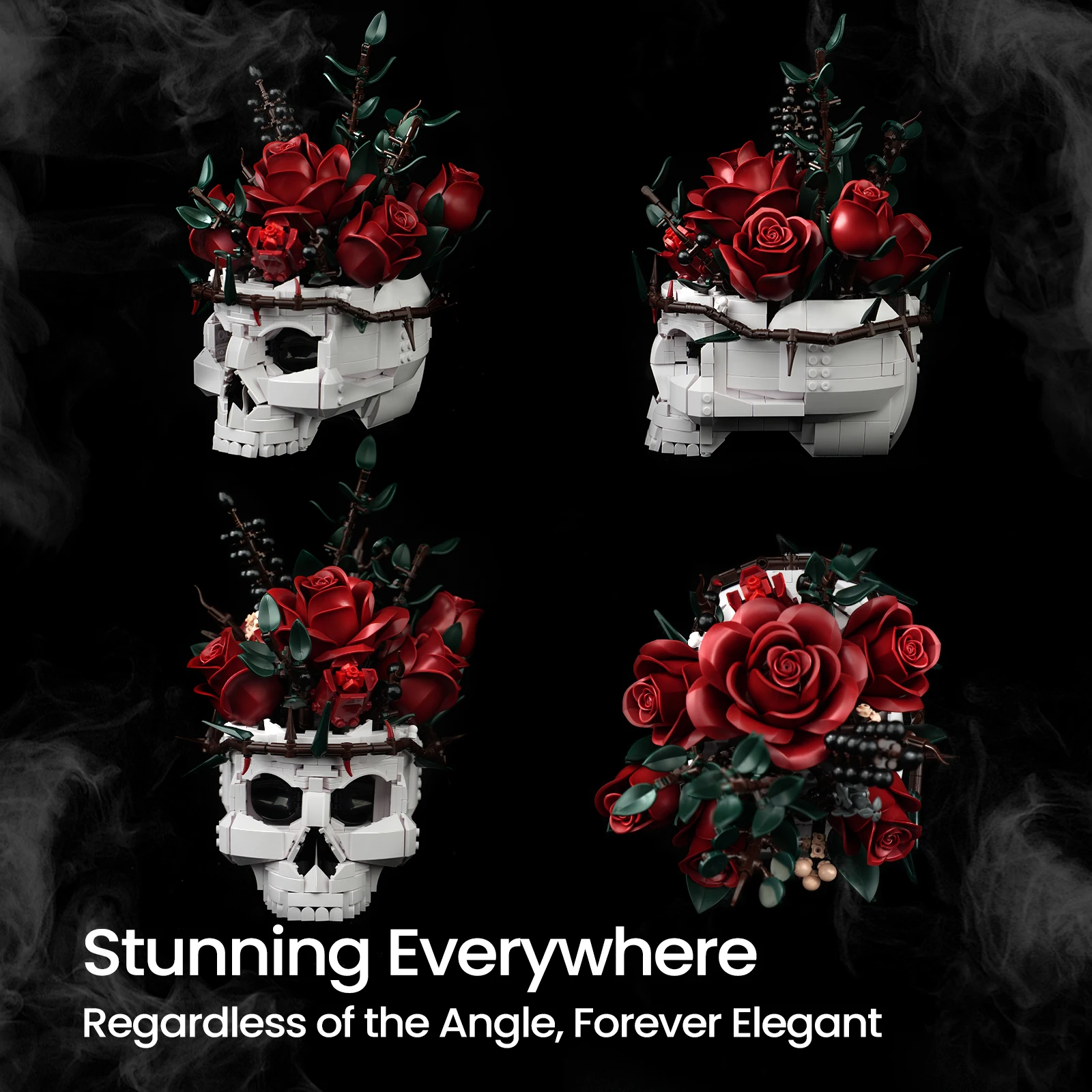 Skull Roses Bouquet Building Set Skeleton Flowers Plant Pot Blocks Horror Gothic Home Decor Bricks Toys for Adult Skull Roses Bouquet Building Set Skeleton Flowers Plant Pot Blocks Horror Gothic Home Decor Bricks Toys for Adult