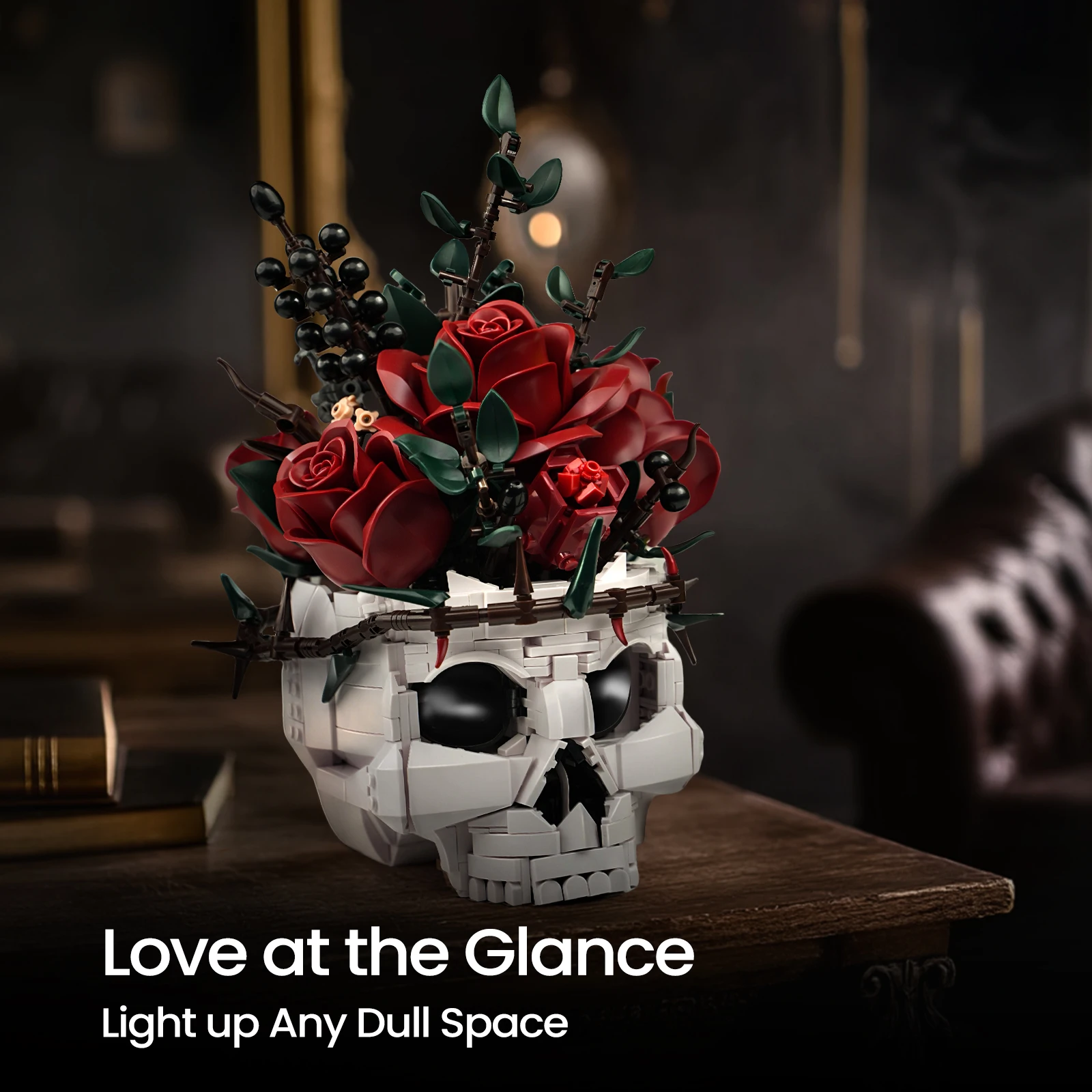 Skull Roses Bouquet Building Set Skeleton Flowers Plant Pot Blocks Horror Gothic Home Decor Bricks Toys for Adult Skull Roses Bouquet Building Set Skeleton Flowers Plant Pot Blocks Horror Gothic Home Decor Bricks Toys for Adult