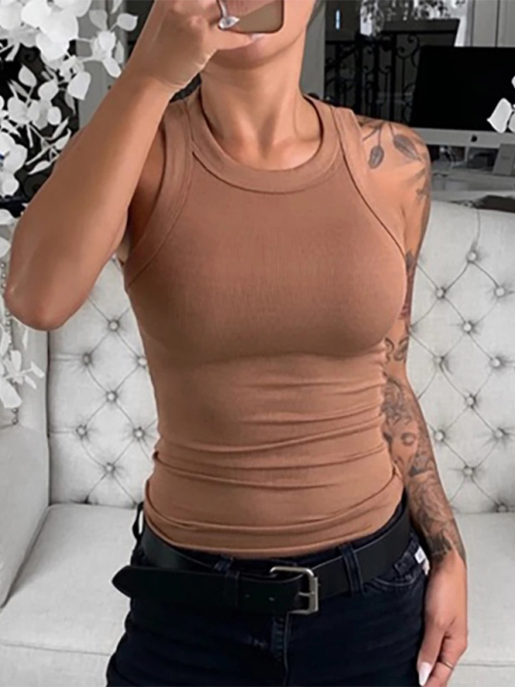 Sleeveless Ribbed Tank Top for Women