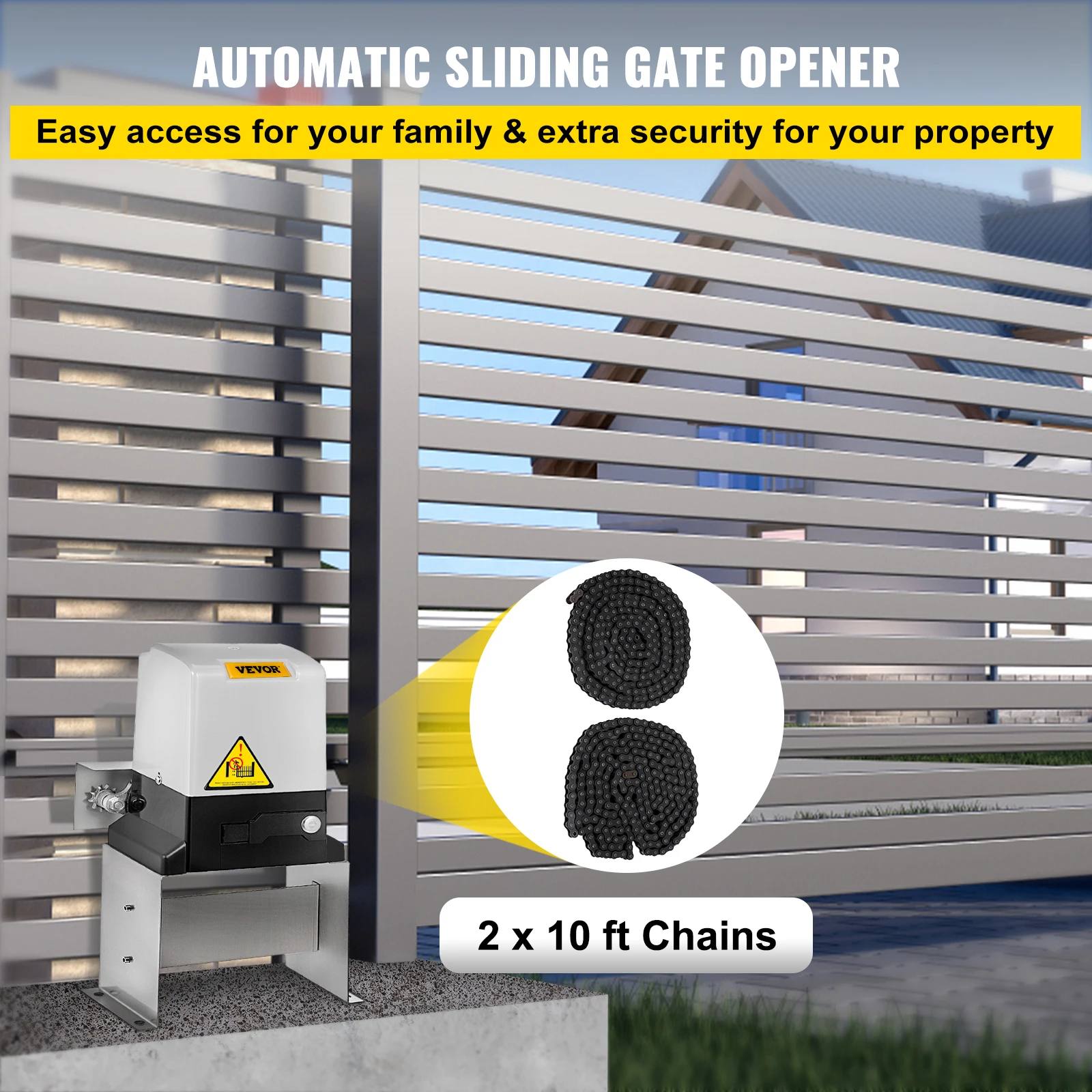 Sliding Gate Opener Electric Operator AC600 1400 lbs with 2 Remote Controllers Move Speed 43 ft Per Min Basic Model