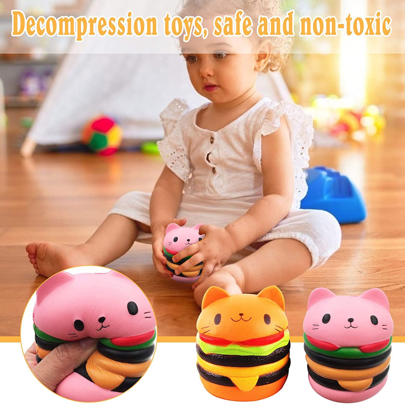 Slow Rising Squeeze Toy Cat Burger Squishy Slow Rising Squeeze Toy Cat Burger Squishy