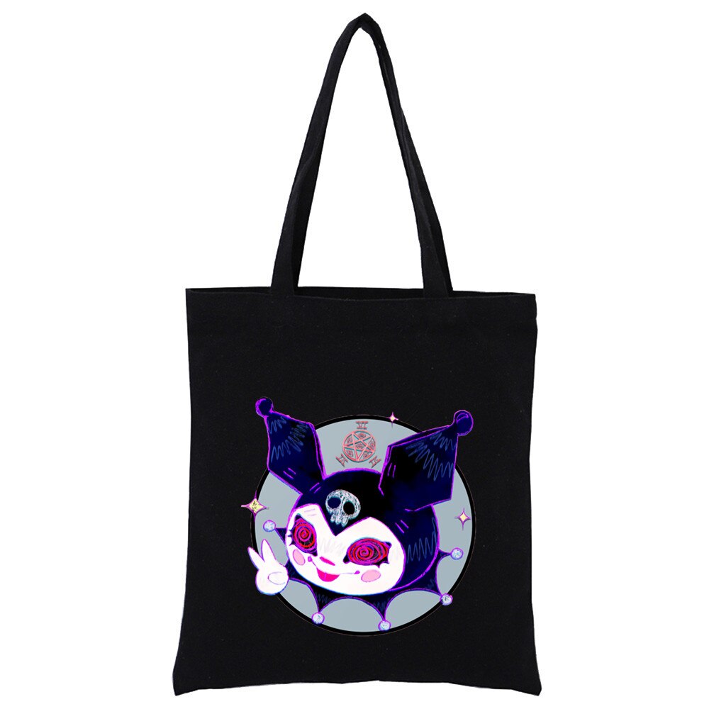 Small Canvas Tote Bag Black with Print