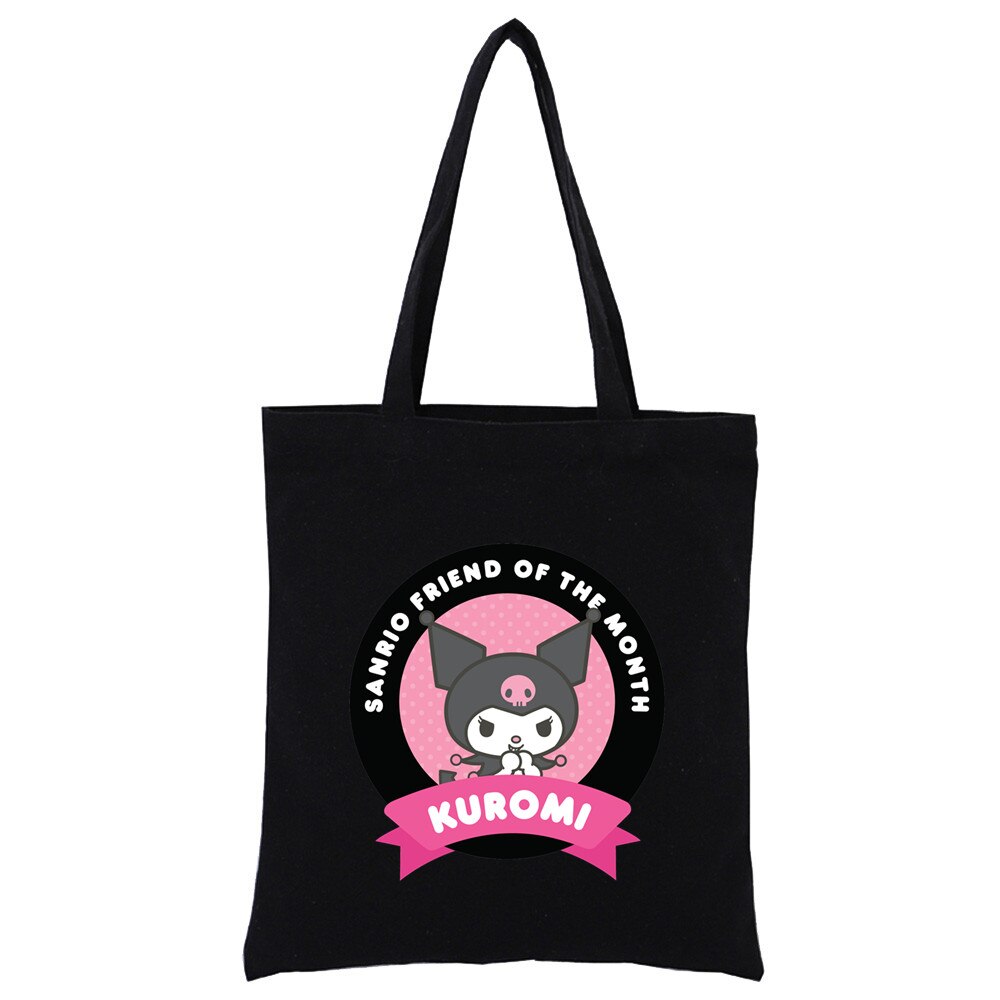 Small Canvas Tote Bag Black with Print