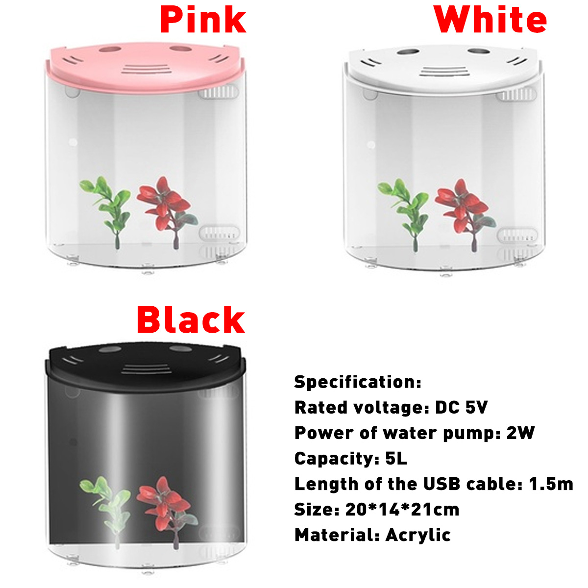 Small Fish Aquarium with USB Light