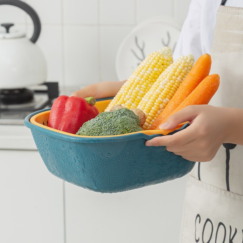 Small Kitchen Double Drain Basket Bowl Washing Storage Basket Strainers Bowls Drainer Vegetable Cleaning Tool Small Kitchen Double Drain Basket Bowl Washing Storage Basket Strainers Bowls Drainer Vegetable Cleaning Tool