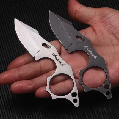 Small Tactical Fixed Blade Chain Knife Pocket Straight Thumb Knife Necklace Survival Outdoor Hunting Camping Knives EDC