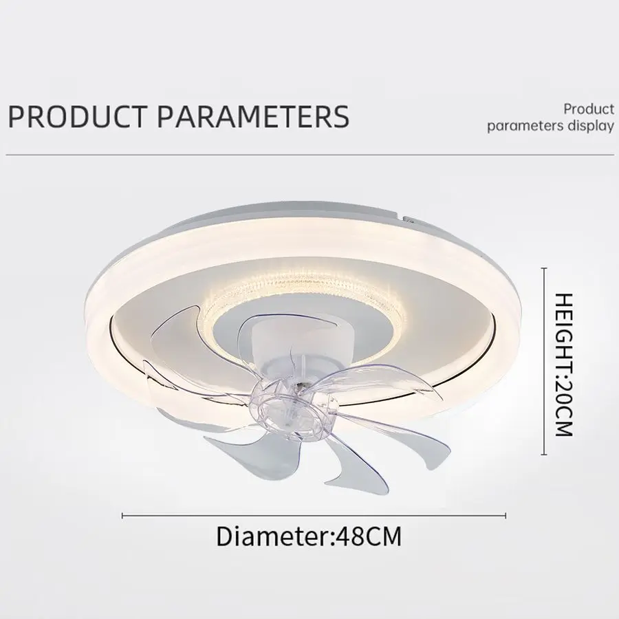 Smart Ceiling Fan Fans With Lights Remote Control Bedroom Decor Ventilator Lamp 48cm Air Invisible Blades Retractable