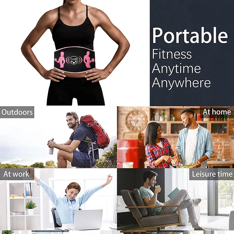 Smart EMS Wireless Abs Muscle Stimulator Abdominal Training Belts Electric Weight Loss Fitness Body Slimming Massager