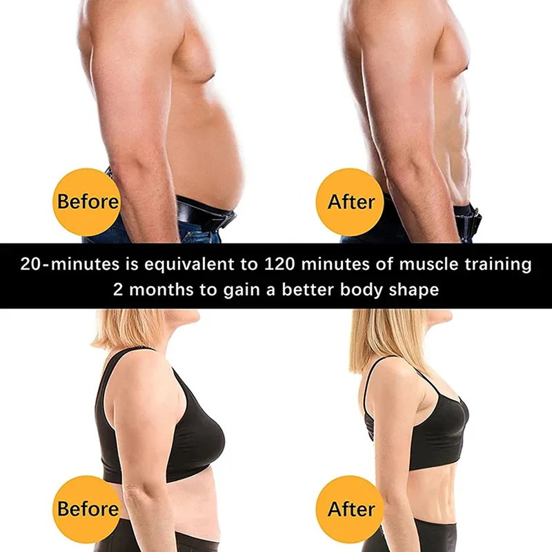 Smart EMS Wireless Abs Muscle Stimulator Abdominal Training Belts Electric Weight Loss Fitness Body Slimming Massager
