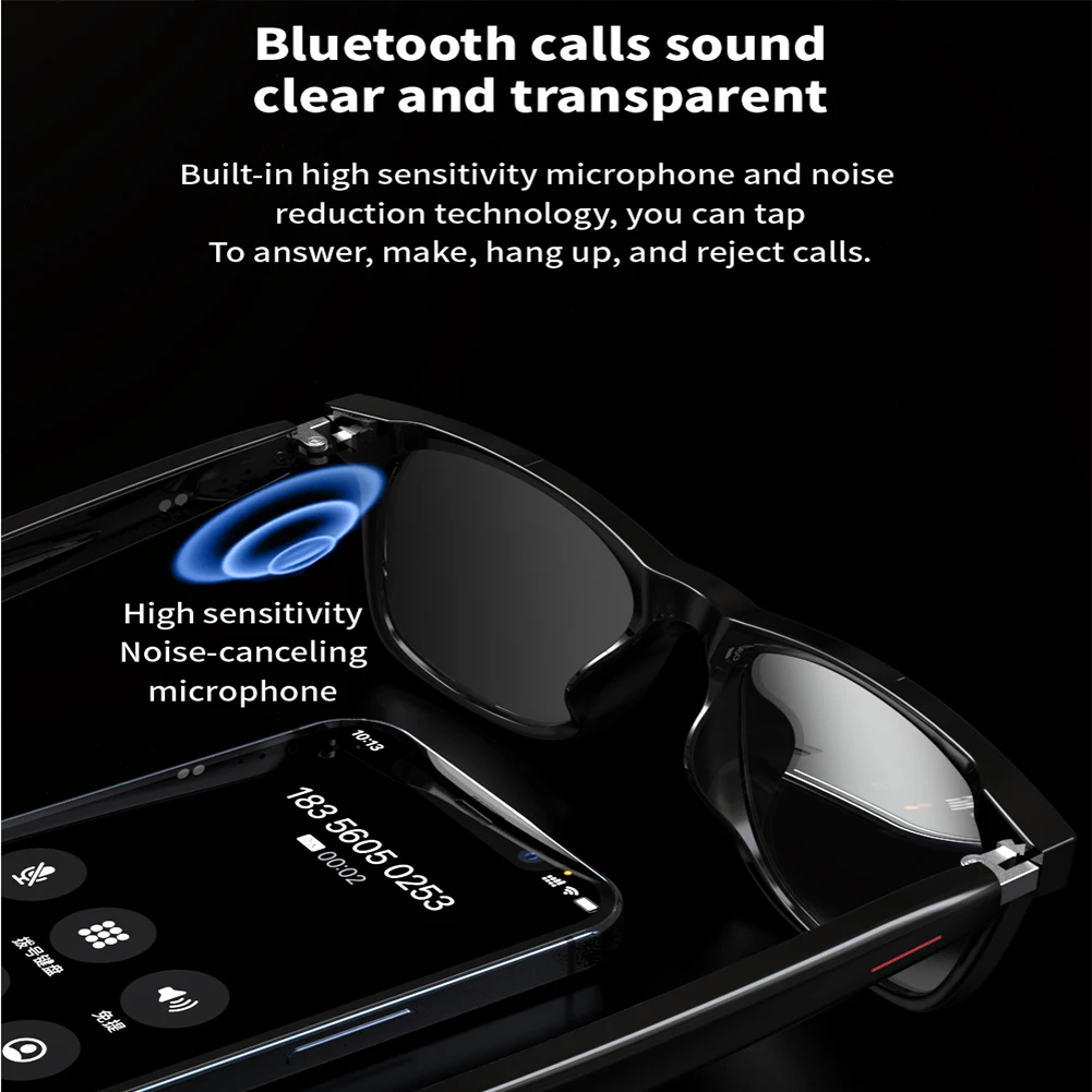 Smart Glasses Wireless Bluetooth Sunglasses or Blue-Light Blocking Glasses With Bluetooth Headphones Outdoor Sports