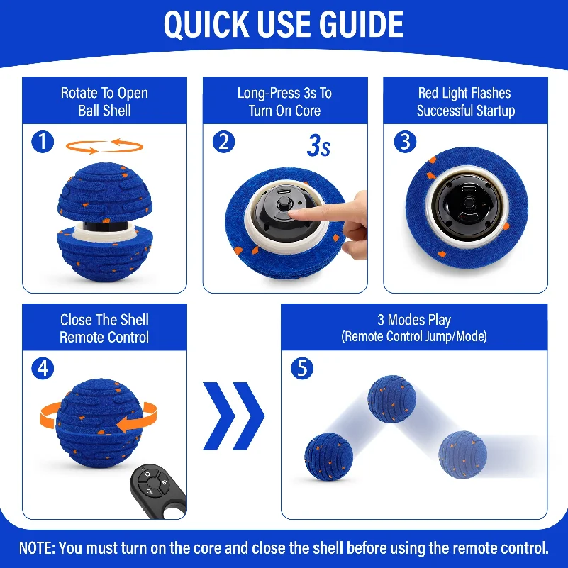 Smart Interactive Dog Toy, Indestructible E-TPU Toy Ball for Aggressive Chewers, Automatic Moving, Rechargeable Ball