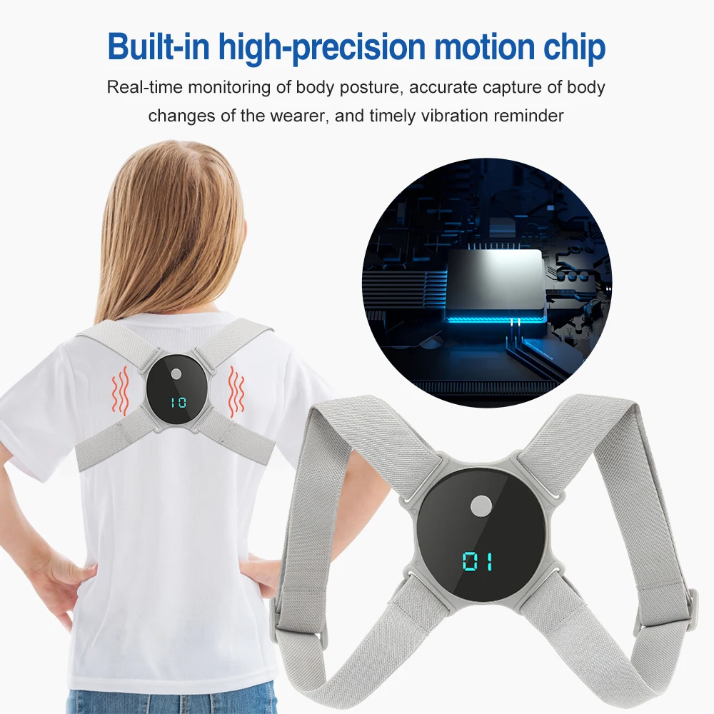 Smart LCD Display Back Correction Belt Adjustable Shoulder Strap Posture Corrector Device Anti-off Back Protect Eyesight Smart LCD Display Back Correction Belt Adjustable Shoulder Strap Posture Corrector Device Anti-off Back Protect Eyesight