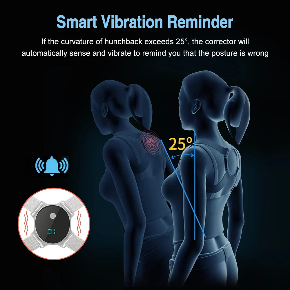 Smart LCD Display Back Correction Belt Adjustable Shoulder Strap Posture Corrector Device Anti-off Back Protect Eyesight Smart LCD Display Back Correction Belt Adjustable Shoulder Strap Posture Corrector Device Anti-off Back Protect Eyesight