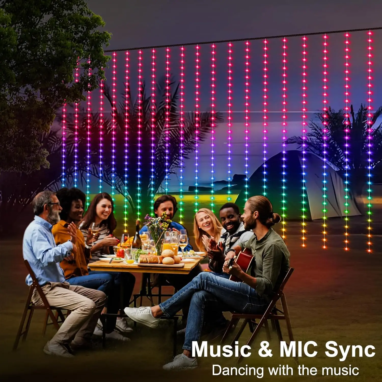 Smart LED Curtain Lights, 3mx3m 300Leds USB String Lights with Bluetooth App Timer ,Music Sync Christmas Curtain String Smart LED Curtain Lights, 3mx3m 300Leds USB String Lights with Bluetooth App Timer ,Music Sync Christmas Curtain String