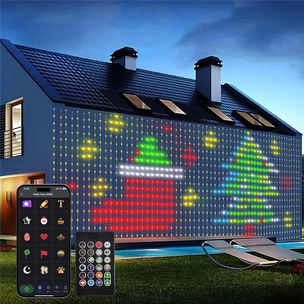 Smart LED Curtain Lights USB,400 LED Dynamic Pattern DIY Curtain String Lights with App & Remote for Bedroom Christmas