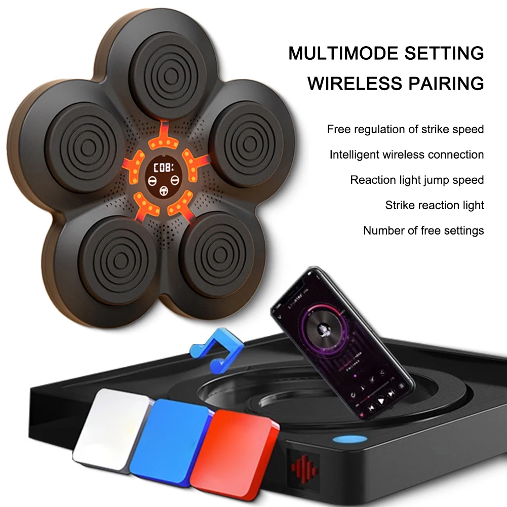 Smart Music Boxing Machine Wall Target LED Lighted Sandbag Relaxing Reaction Training Target for Boxing Sports Agility