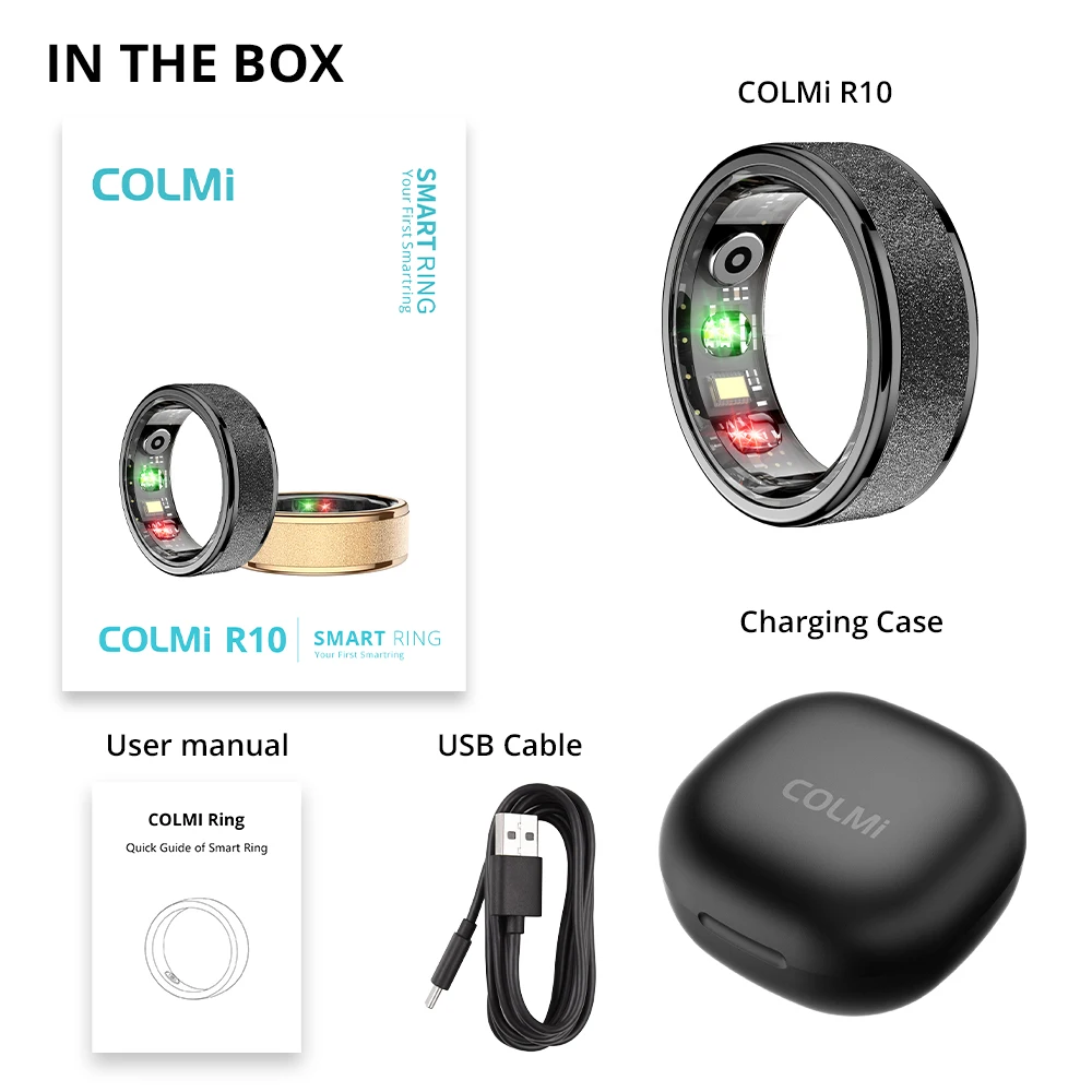Smart Ring with Charging Case for Men Women, Health and Sleep Monitor, 5ATM Waterproof, Multi-sport Mode Smart Ring with Charging Case for Men Women, Health and Sleep Monitor, 5ATM Waterproof, Multi-sport Mode